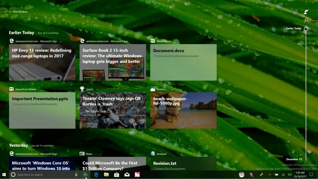 Windows 10 RS4預(yù)覽版17063時間軸亮相，接近正式版