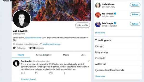 Twitter PWA展示了Windows 10應(yīng)用的未來 Twitter PWA展示了Windows 10應(yīng)用的未來