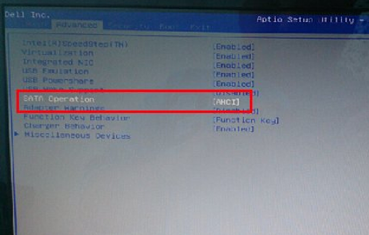 戴爾筆記本bios設(shè)置硬盤模式為AHCI教程 戴爾筆記本bios設(shè)置硬盤模式為AHCI教程