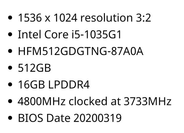 微軟 Surface 新品曝光,搭載 Intel Core i5-1035G1 處理器